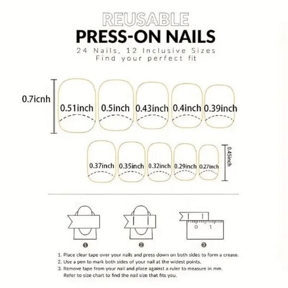 White Press-On Finger Nails - 24 Pieces - Picture 4 of 5